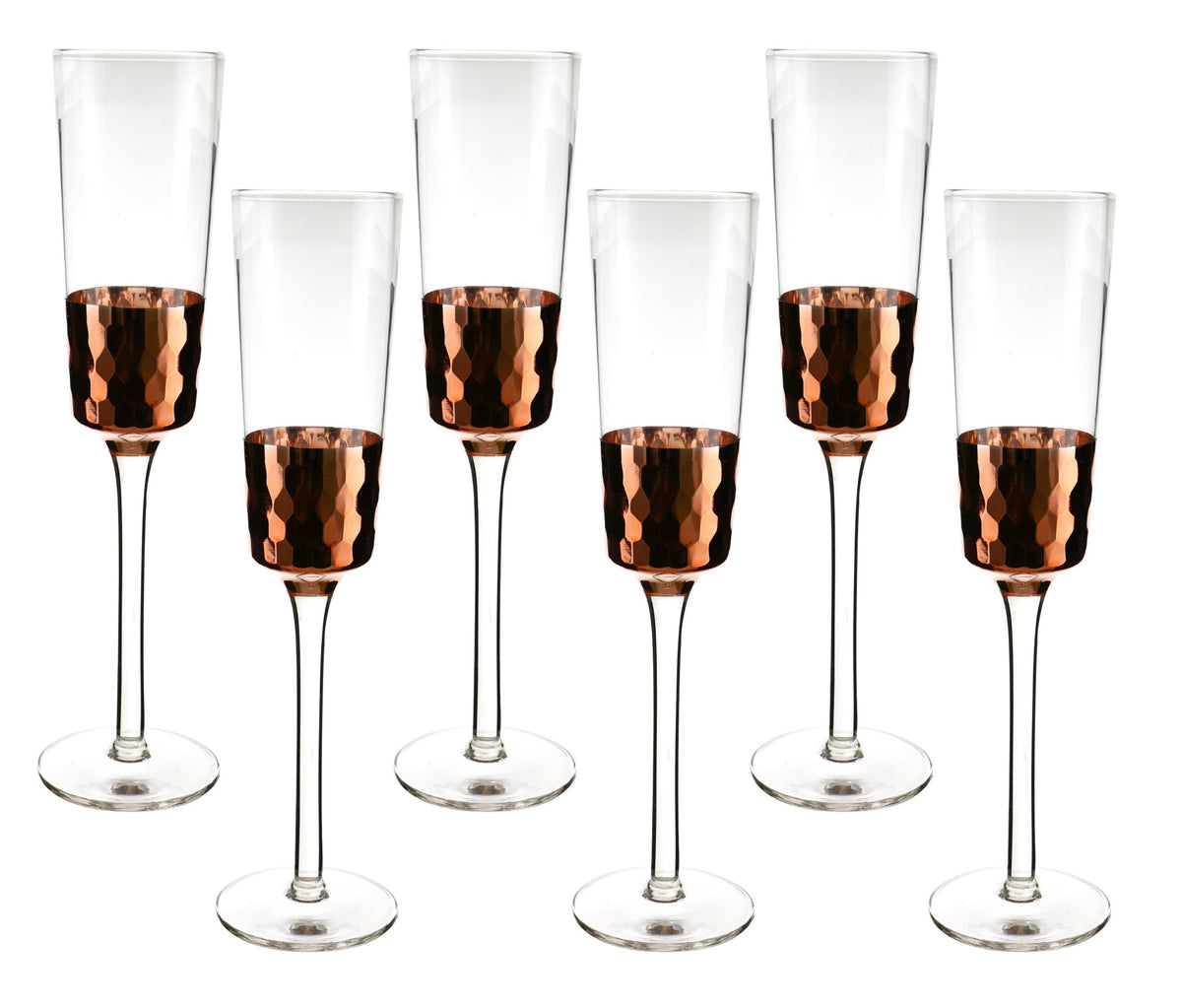 Rose Gold Champagne Flute Glasses, Set of 4