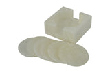 White Alabaster Drink Coaster Set with Alabaster Holder