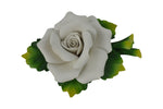 Capodimonte 7" Inch Italian Handmade Ceramic White Rose with Leaves