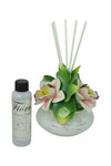 8" Capodimonte Porcelain Diffuser with Pink Orchids