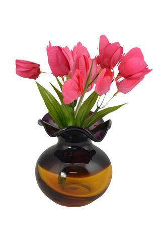 5" Purple and Amber Glass Vase Aroma Diffuser