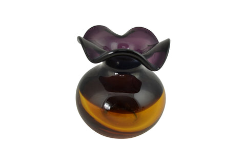 5" Purple and Amber Glass Vase
