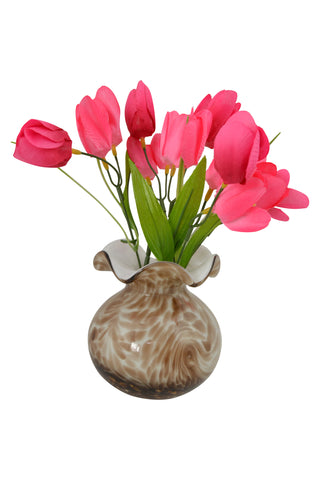 5" Brown and White Glass Vase Aroma Diffuser