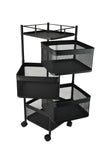 4 Tier 360 Degree Rotating Metal Storage Rack w/ Swing Out Shelves