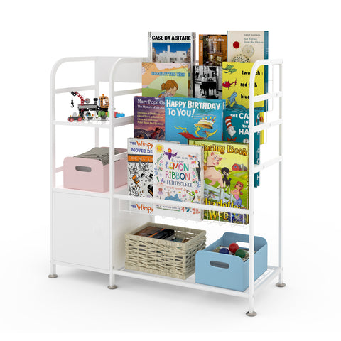 White Metal Bookshelf Storage Organizer