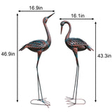 Pair of Decorative Metal Cranes for Home Garden