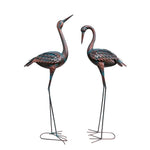 Pair of Decorative Metal Cranes for Home Garden