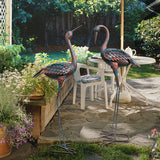 Pair of Decorative Metal Cranes for Home Garden