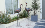 Pair of Decorative Metal Cranes for Home Garden