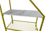 24" Gold Metal and White Marble Side Table