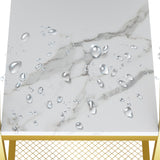 24" Gold Metal and White Marble Side Table