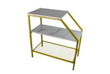 24" Gold Metal and White Marble Side Table