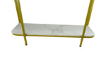 27" Gold Metal and White Marble Console Table