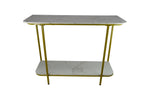 27" Gold Metal and White Marble Console Table