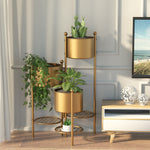 32" 3 Level Flower Pot Stand in Gold