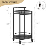 30" Black 2 Tier Kitchen Cart