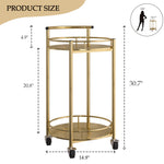 30" Gold 2 Tier Kitchen Cart