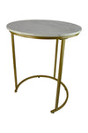 24" Gold Metal and White Marble Nesting Side Tables