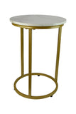 24" Gold Metal and White Marble Nesting Side Tables