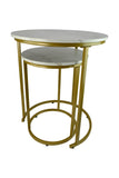 24" Gold Metal and White Marble Nesting Side Tables