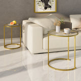 Gold Glass Top Nesting Side Tables