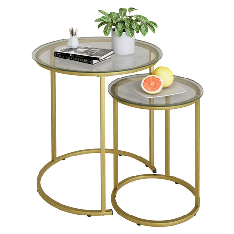 Gold Glass Top Nesting Side Tables