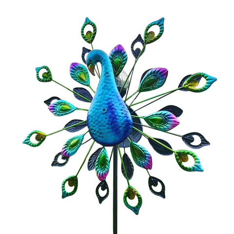 78" Peacock Wind Spinner with Light