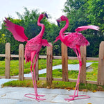 Pair of Metal Flamingos with Light for Garden