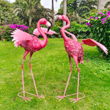 Pair of Metal Flamingos with Light for Garden