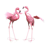 Pair of Metal Flamingos with Light for Garden