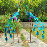 35" Peacock Facing Away with Light Garden Statue