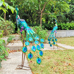 35" Peacock Facing Forward with Light Garden Statue