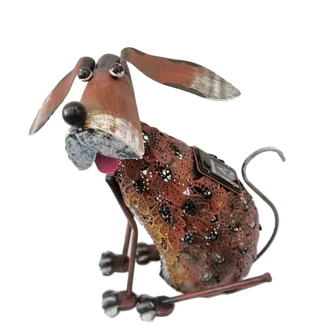 15" Brown Dog with Light Garden Statue