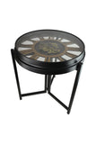 21" Round Table With Moving Gear Clock