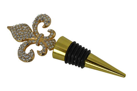 4" Metal Gold Fleur De Lis Wine Bottle Stopper