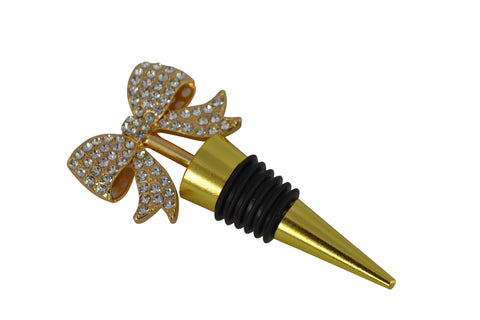 4" Metal Golden Bow Wine Bottle Stopper