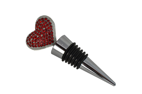 4" Metal Red Heart Wine Bottle Stopper