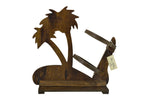 12" Brown Wooden Palm Tree Bottle Holder