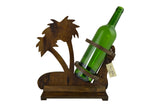 12" Brown Wooden Palm Tree Bottle Holder