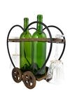 14" Wooden Heart Wagon Double Bottle Holder