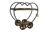 14" Wooden Heart Wagon Double Bottle Holder