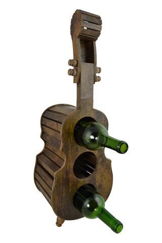 24" Wooden Guitar 3 Bottle Wine Rack