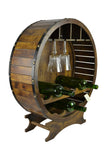 10 Bottle Wooden Barrel Wine and Glass Rack