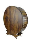 10 Bottle Wooden Barrel Wine and Glass Rack