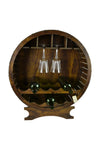 10 Bottle Wooden Barrel Wine and Glass Rack