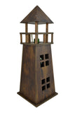 19" Brown Wooden Lighthouse Bottle Holder