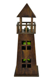 19" Brown Wooden Lighthouse Bottle Holder