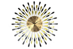 Round Wall Clock Openwork Metal Oversized Sunburst Starburst Gold and Black Rods