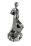 14" Polished Silver Lady In Dress Bottle Holder