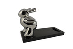 10" Polished Silver Rabbit on Wooden Base Bottle Holder